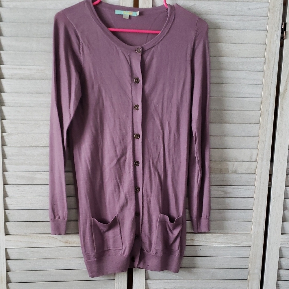 Boden Purple Button-Up Cardigan